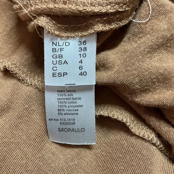 SAOPAULO 100% Silk Fully Lined Sleeveless Tiered Vee Neck Mini Dress US Sz 4 - Picture 9 of 12